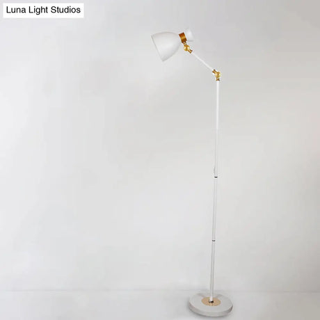 Macaron Metallic Flare Floor Lamp: Wide Rotatable Arm 1 Light Black/Pink/White