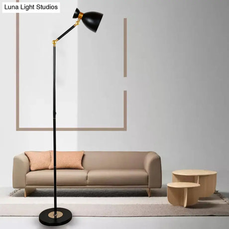 Macaron Metallic Flare Floor Lamp: Wide Rotatable Arm 1 Light Black/Pink/White
