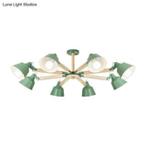 Macaron Multi-Head Metal Bucket Chandelier: Playful Hanging Light For Kindergarten