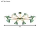 Macaron Multi-Head Metal Bucket Chandelier: Playful Hanging Light For Kindergarten