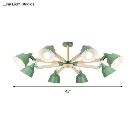 Macaron Multi-Head Metal Bucket Chandelier: Playful Hanging Light For Kindergarten
