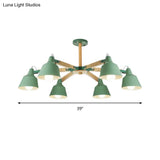Macaron Multi-Head Metal Bucket Chandelier: Playful Hanging Light For Kindergarten