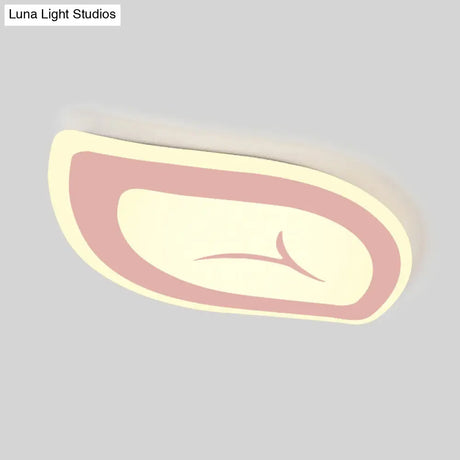 Macaron Nursing Room Led Ceiling Light Fixture - Flush Mount Acrylic Leaf Design