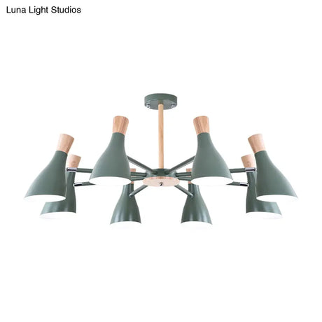 Macaron Pendant Light: Bottle Shape Chandelier For Living Room - 8 Bulbs Metal Finish