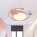 Macaron Pink Led Flush Mount Light With Clover Detail - Warm/White Lighting / Warm
