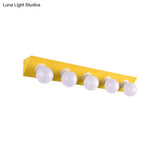 Macaron Style 5-Light Metal Vanity Sconce In Pink/Yellow - Brighten Up Your Walls