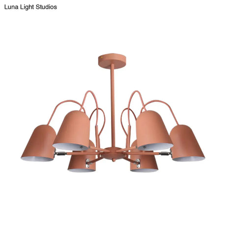 Macaron Style Candy-Colored Chandelier - Foyer Kindergarten Pendant Light With 6 Metal Lights