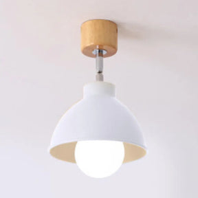 Macaron Style Dome Ceiling Light - Metal Rotatable Semi Flush Grey/White For Bedroom White