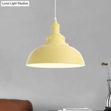 Macaron Style Metal Ceiling Light Fixture- Pink/Yellow Bowl Shape- Bedroom Suspended Lamp (1 Bulb)