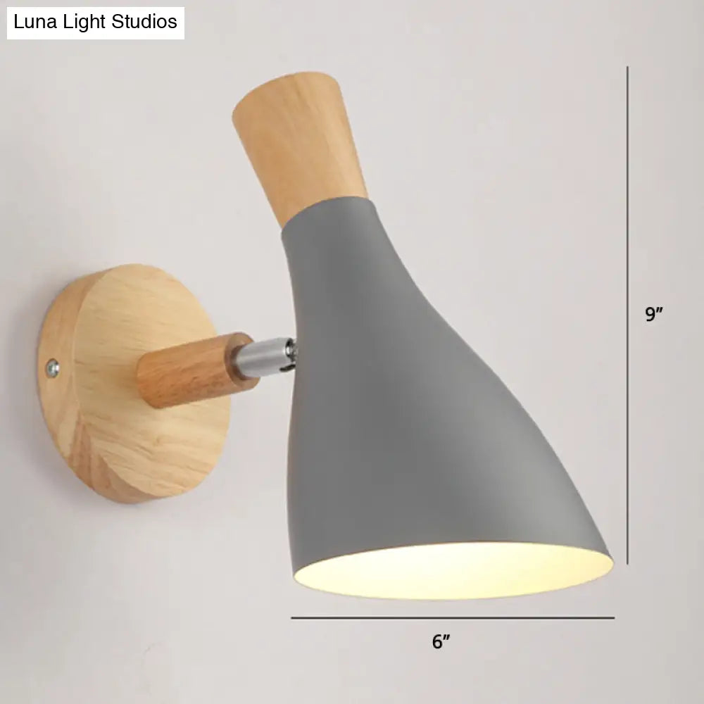 Macaron Style Rotatable Shade Wall Mounted Reading Light - 1-Light Metal Lamp For Bedroom