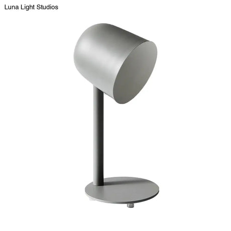 Macaron Style Study Room Desk Lamp - Dome Metallic Shade Gray/White Lighting With 1 Light
