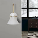 Macaron Wall Lamp - Black/White/Green 1-Light Metal Mounted Light For Bedroom With Arched Arm