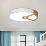 Macaron White/Pink/Blue - Wood Led Ceiling Light Fixture For Bedroom - Splicing Round Acrylic Flush