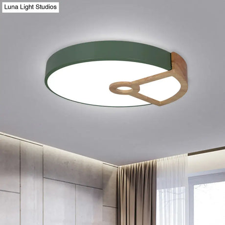 Macaron White/Pink/Blue - Wood Led Ceiling Light Fixture For Bedroom - Splicing Round Acrylic Flush