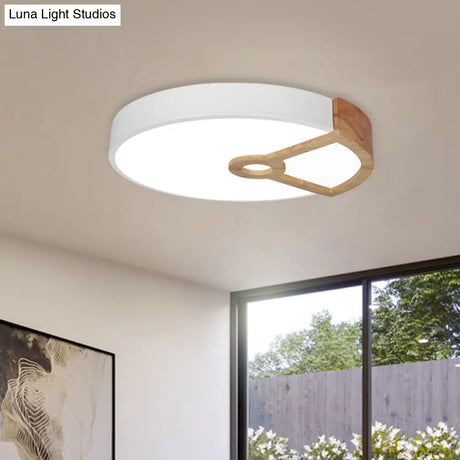 Macaron White/Pink/Blue - Wood Led Ceiling Light Fixture For Bedroom - Splicing Round Acrylic Flush