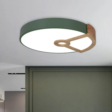 Macaron White/Pink/Blue - Wood Led Ceiling Light Fixture For Bedroom - Splicing Round Acrylic Flush