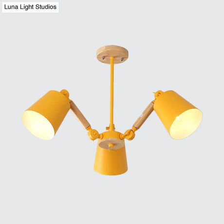 Macaron Wood Ceiling Light: Stylish Bedroom Chandelier For Girls With Adjustable Arm