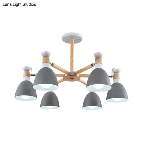 Macaroon Dome Hanging Light Fixture With 6 Bulbs - Elegant Living Room Lamp