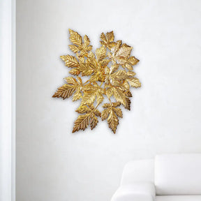 Maple Leaf Wall Mount Metal 6-Light Gold Led Sconce - Contemporary Design