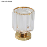 Mary - Modern Gold Finish Nightstand Lamp With Crystal Prisms Shade