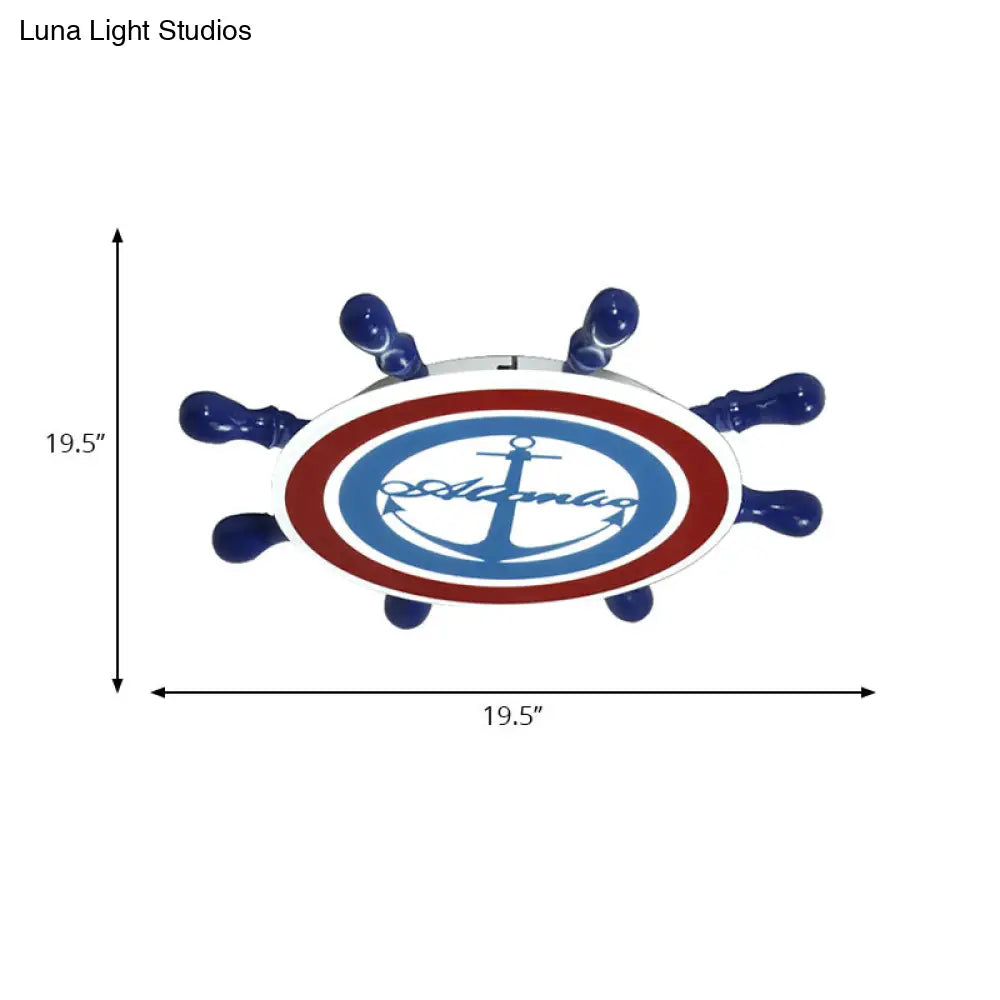 Mediterranean Blue Anchor Flush Mount Ceiling Light: Acrylic Fixture For Kindergarten