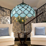 Mediterranean Blue Glass Jewel Hanging Light Fixture - 1-Light Pendant For Kitchen Island / Cord