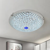 Mediterranean Clear Crackle Glass Flushmount Lighting Checkered Basket Design 2/3 - Head