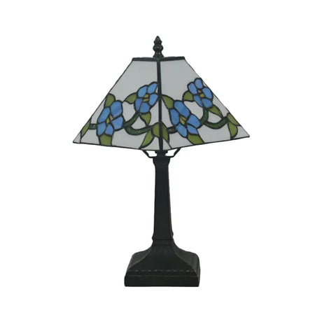 Mediterranean Red/Yellow/Blue Cut Glass Flower Nightstand Lamp - Stylish Bedroom Table Light Blue