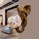 Mediterranean Wall Lamp: 1-Light Globe Sconce With Stained Glass Shade In White/Pink/Yellow Pink