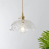 Menkent - Vintage Shaded Pendant Light: 1-Light Clear Glass Hanging Fixture For / P