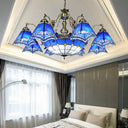 Mermaid Deco Blue Stained Glass Chandelier Light For Bedroom 9 /