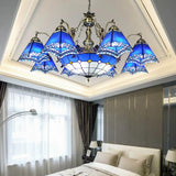 Mermaid Deco Blue Stained Glass Chandelier Light For Bedroom 9 /