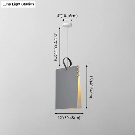 Metal Art Deco Pendant Light Fixture - Stylish Rectangle Design 1-Light