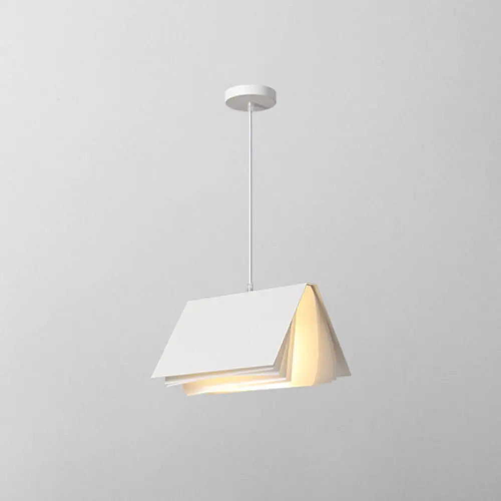 Metal Art Deco Pendant Light Fixture - Stylish Rectangle Design 1-Light White / 8