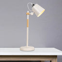 Metal Bucket Industrial Table Light With Wooden Arm - Night Lighting For Living Room (Black/White)
