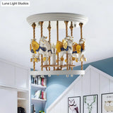 Metal Carousel Semi Flush Cartoon Mount Lighting Fixture For Children’s Room - 4-Bulb