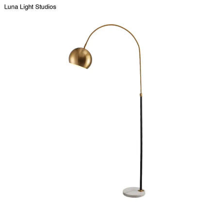 Metal Domed Floor Lamp: Post-Modern Overarching Stand Up Light In Black/Brass