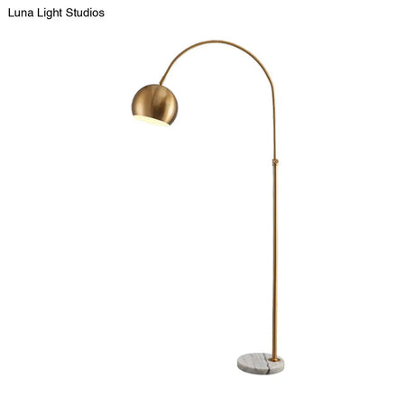 Metal Domed Floor Lamp: Post-Modern Overarching Stand Up Light In Black/Brass