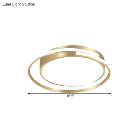 Metal Drum Flush Mount Lamp - Contemporary Led Gold Ceiling Light For Bedroom Multiple Sizes