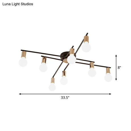 Metal Flush Mount Ceiling Lamp For Adult Bedroom & Living Room - Long Arm Design Romantic Lighting