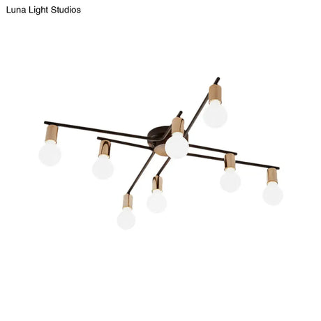 Metal Flush Mount Ceiling Lamp For Adult Bedroom & Living Room - Long Arm Design Romantic Lighting