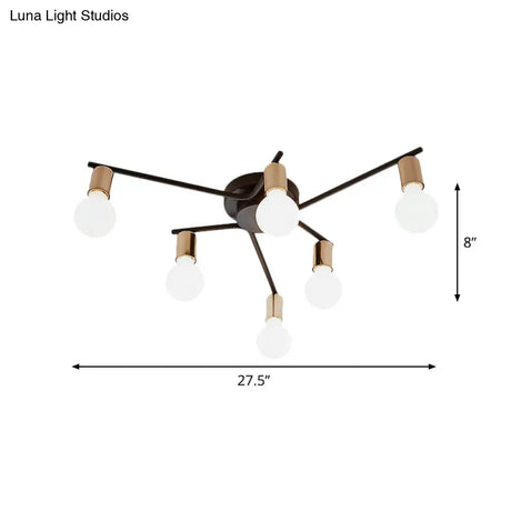 Metal Flush Mount Ceiling Lamp For Adult Bedroom & Living Room - Long Arm Design Romantic Lighting