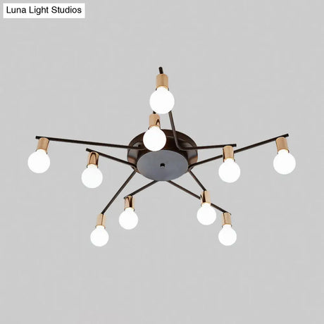 Metal Flush Mount Ceiling Lamp For Adult Bedroom & Living Room - Long Arm Design Romantic Lighting