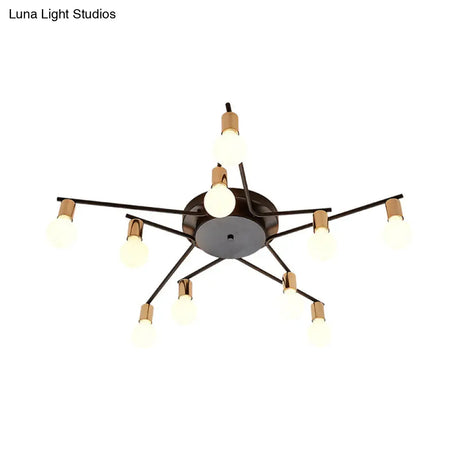 Metal Flush Mount Ceiling Lamp For Adult Bedroom & Living Room - Long Arm Design Romantic Lighting