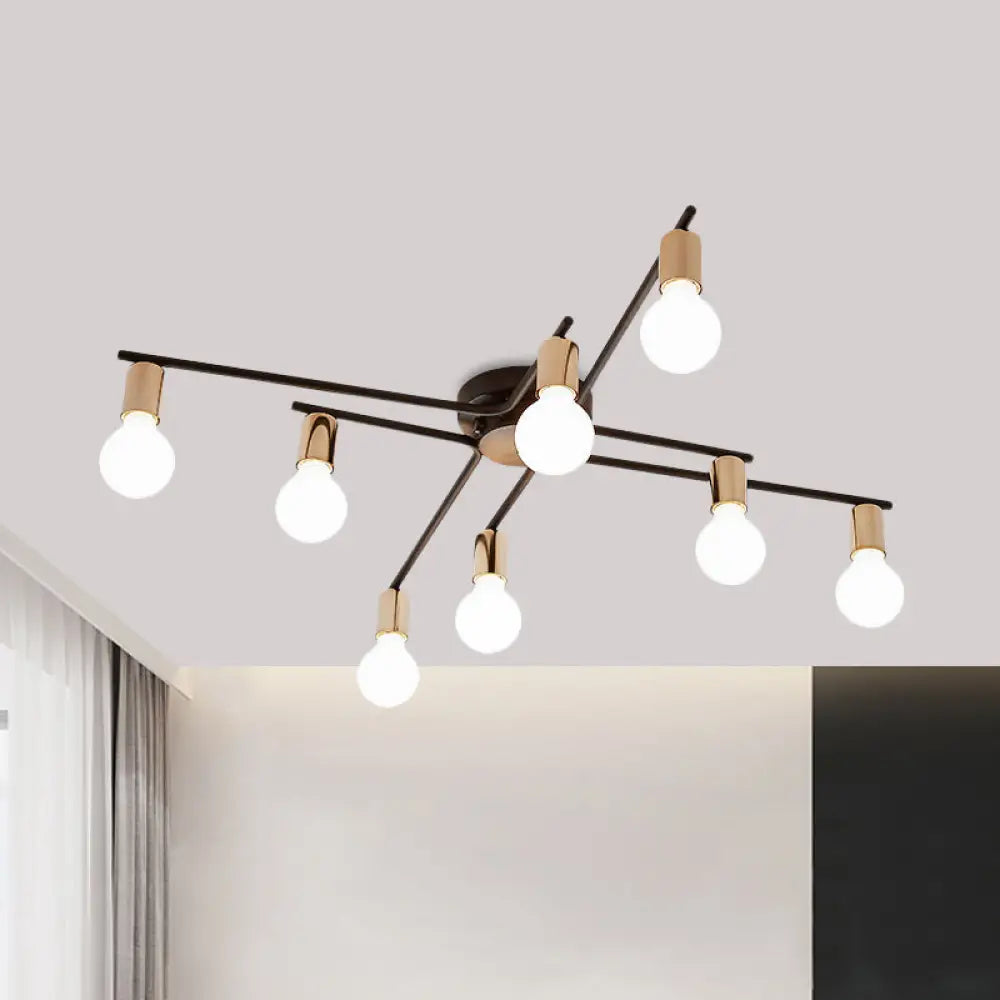 Metal Flush Mount Ceiling Lamp For Adult Bedroom & Living Room - Long Arm Design Romantic Lighting