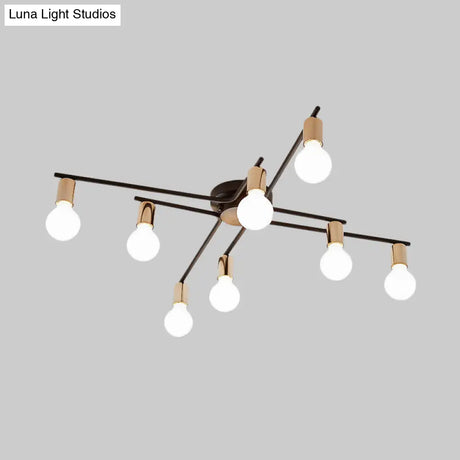 Metal Flush Mount Ceiling Lamp For Adult Bedroom & Living Room - Long Arm Design Romantic Lighting