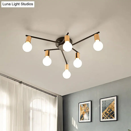 Metal Flush Mount Ceiling Lamp For Adult Bedroom & Living Room - Long Arm Design Romantic Lighting
