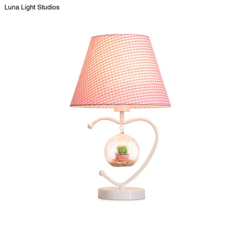 Metal Heart Shape Desk Lamp - Contemporary Single Head Reading Book Light For Study Room Blue/Pink