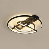 Metal Led Flush Light Fixture - Sleek Black Ceiling Lamp For Bedroom / 16.5’ Remote Control