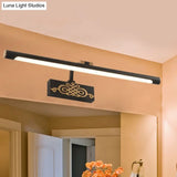 Metal Led Vanity Light Fixture In White/Warm/Natural - Black Elongated Sconce Lamp 16/20/24 L